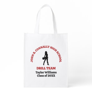 Red High School Drill Team Dancer Personalized Grocery Bag