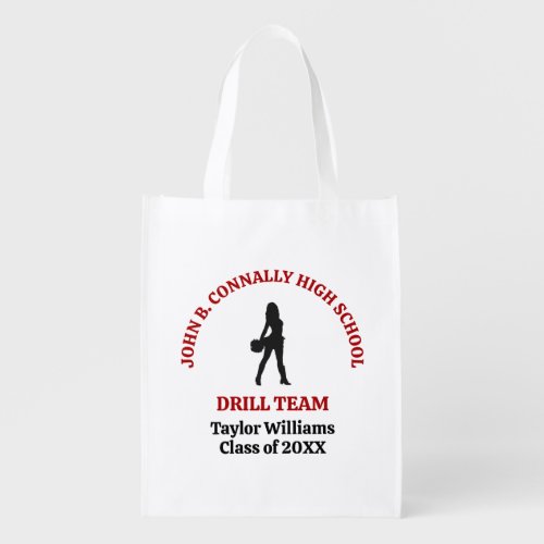 Red High School Drill Team Dancer Personalized Grocery Bag