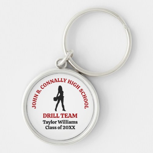 Red High School Drill Team Dancer Personalized Keychain