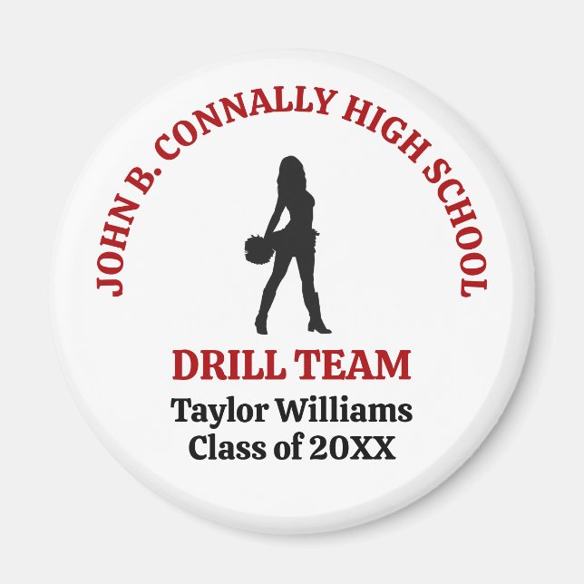 Red High School Drill Team Dancer Personalized Magnet (Front)