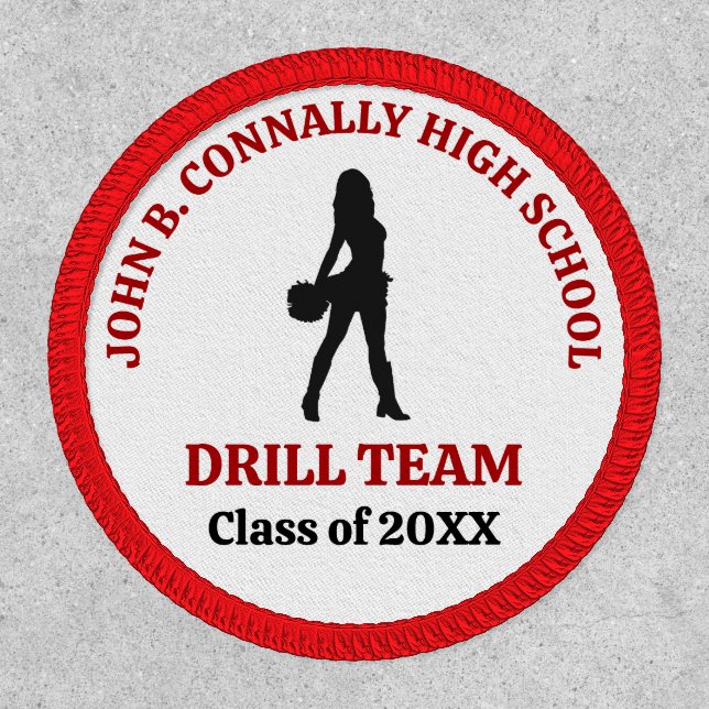 Red High School Drill Team Dancer Personalized Patch (Front)