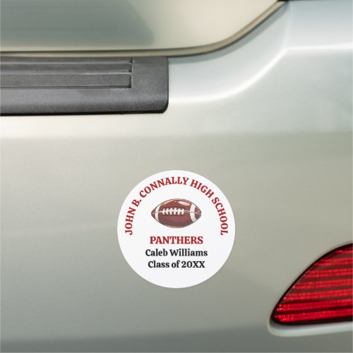Red High School Football Player Personalized Car Magnet