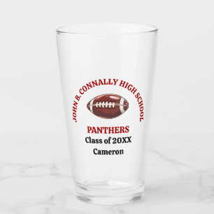 Red High School Football Player Personalized Glass