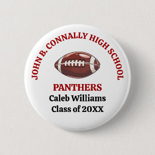 Red High School Football Team Customized Button