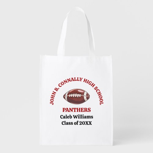 Red High School Football Team Customized Grocery Bag