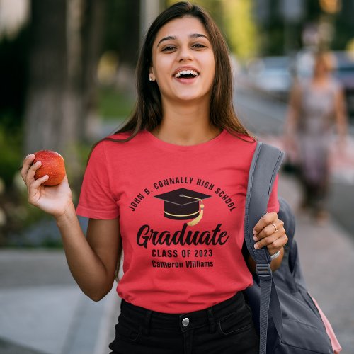 Red High School Graduate Custom Graduation T_Shirt