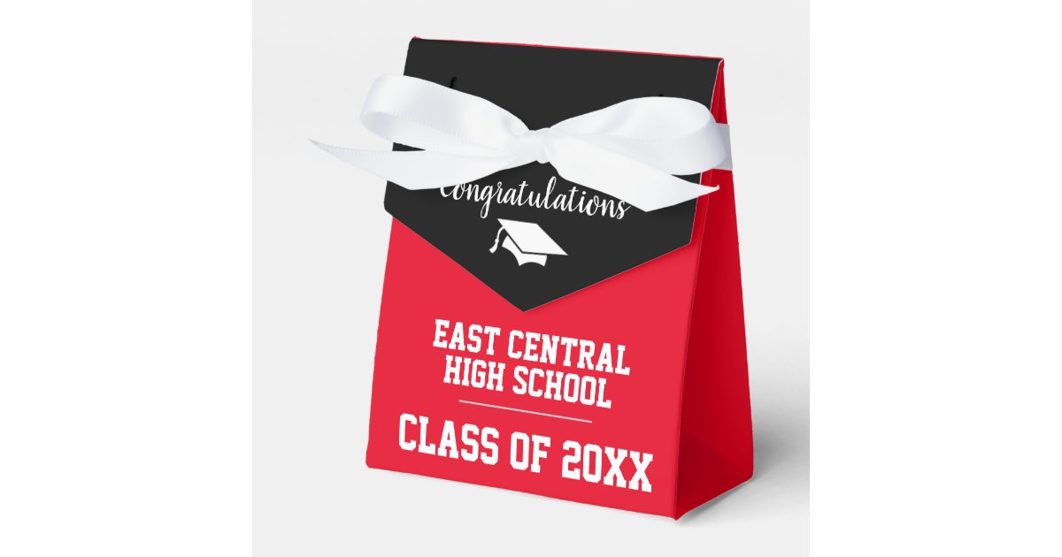 Red High School Graduation Party Favor Boxes | Zazzle