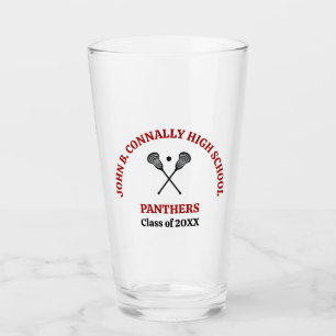 Red High School Lacrosse Team Personalized Glass
