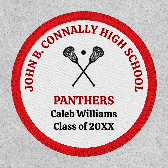Red High School Lacrosse Team Personalized Patch (Front)