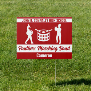 Red High School Marching Band Customized Yard Sign