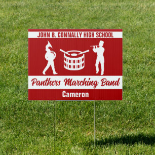 Red High School Marching Band Customized Yard Sign
