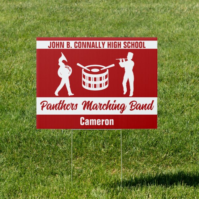 Red High School Marching Band Customized Yard Sign (Insitu)