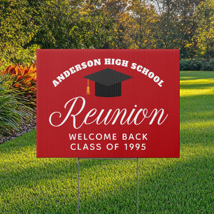 Red High School Reunion Custom Party Yard Sign