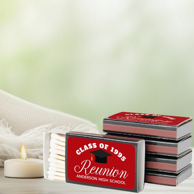 Red High School Reunion Party Personalized Matchboxes (Creator Uploaded)