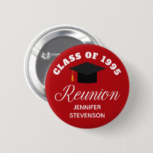 Red High School Reunion Personalized Name Tag Button