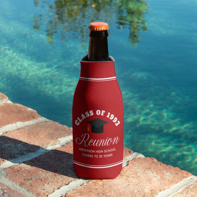 Red High School Reunion Personalized Party Bottle Cooler (In Situ Pool)