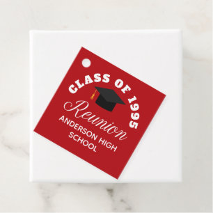 Red High School Reunion Personalized Party Favor Tags