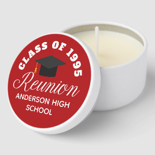 Red High School Reunion Personalized Party Mini Candle Favors