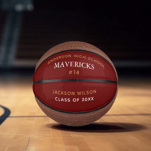 Red High School Senior Player Custom Graduation Mini Basketball