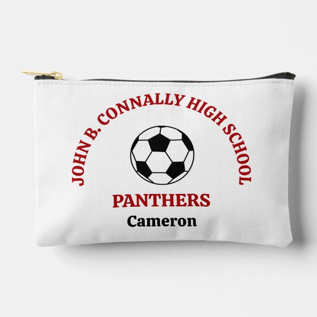 Red High School Soccer Team Personalized Accessory Pouch (Front)