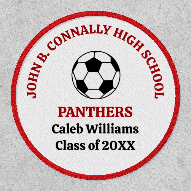 Red High School Soccer Team Personalized Patch (Front)