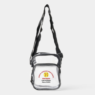 Red High School Softball Game Personalized Clear Crossbody Bag