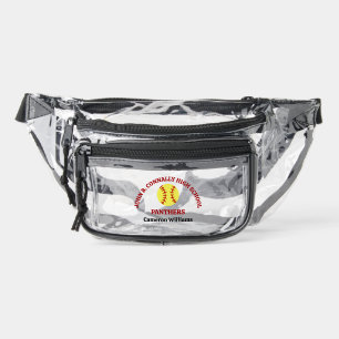 Red High School Softball Game Personalized Clear Fanny Pack