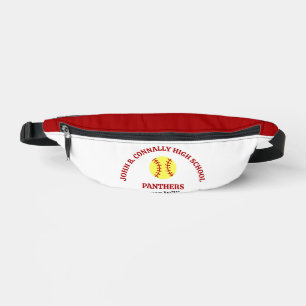 Red High School Softball Player Personalized Fanny Pack