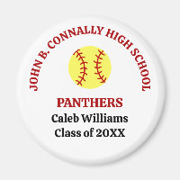 Red High School Softball Player Personalized