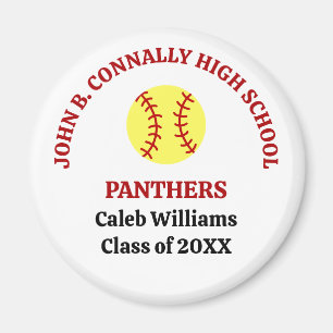Red High School Softball Player Personalized Magnet