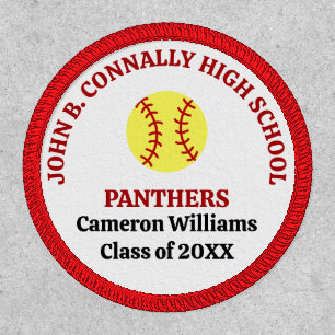 Red High School Softball Team Personalized Patch