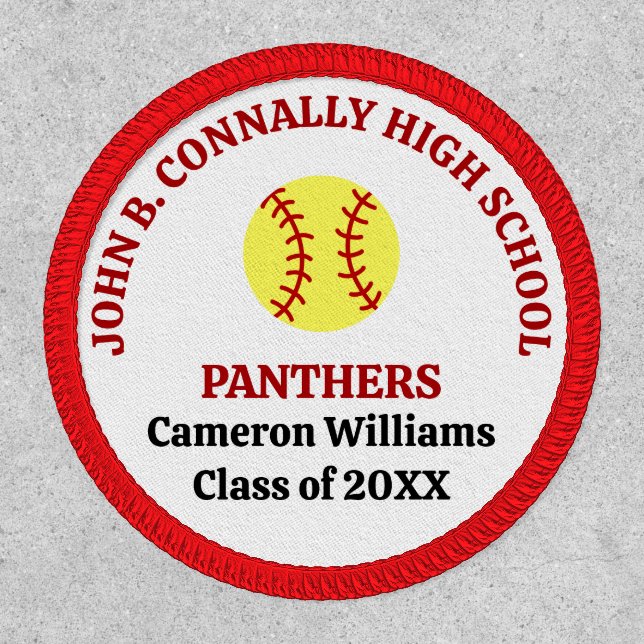 Red High School Softball Team Personalized Patch (Front)