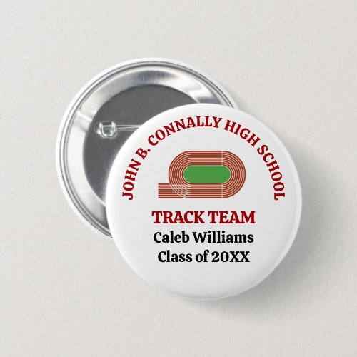 Red High School Track Team Custom Runner Button