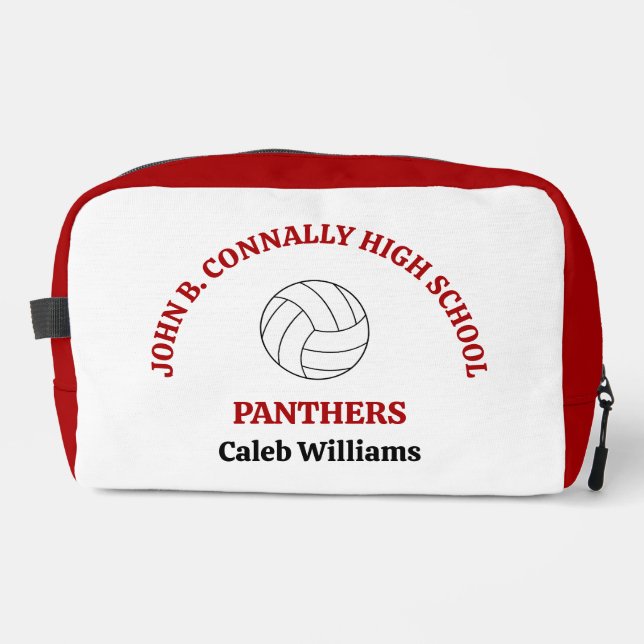 Red High School Volleyball Player Personalized Dopp Kit (Front)