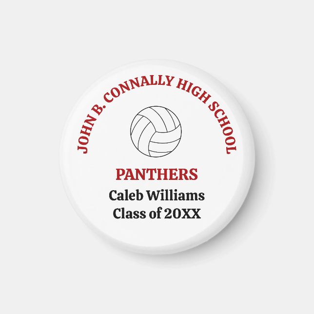 Red High School Volleyball Player Personalized Magnet (Front)