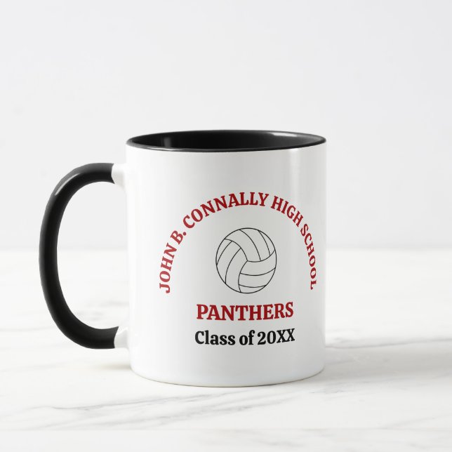 Red High School Volleyball Player Personalized Mug (Left)