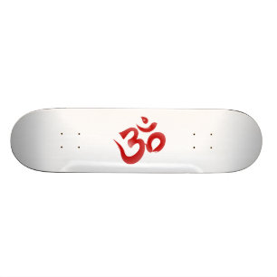 Red Hindu Symbol Om Aum Devanagari Calligraphy Skateboard Deck