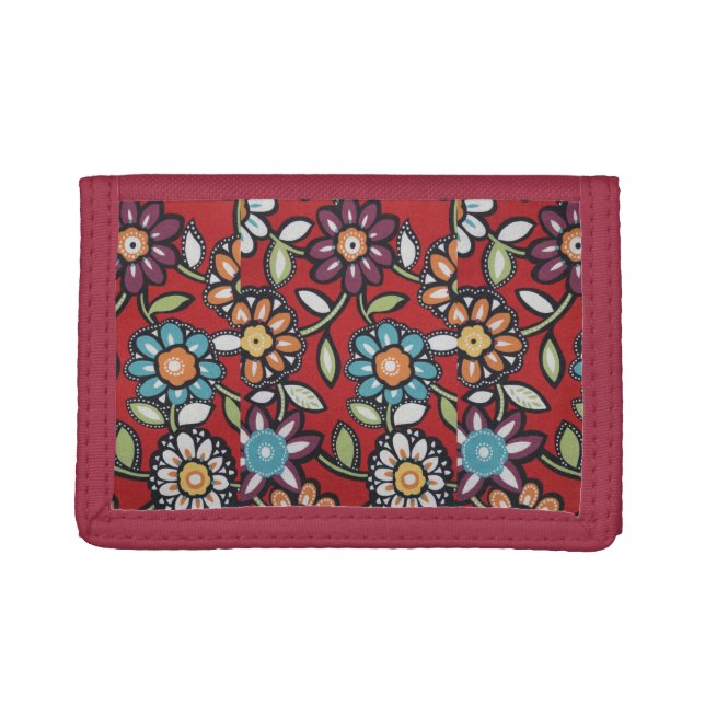 red hippie flower power wallet (Front)