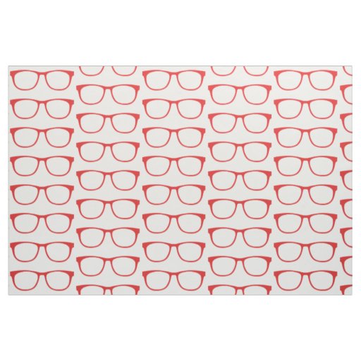 Red Hipster Geek Glasses Fabric