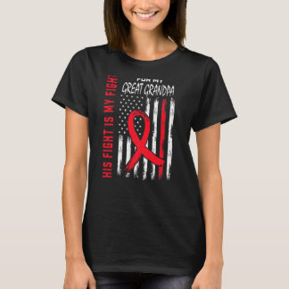 Red His Fight Great Grandpa Heart Disease Awarenes T-Shirt