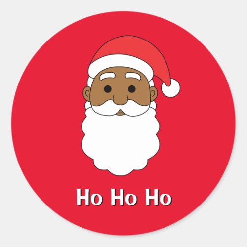 Red Ho Ho Ho African American Santa Claus Family Classic Round Sticker