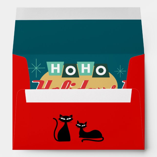 Red Ho Ho Holidays Christmas Envelope (Back (Bottom))