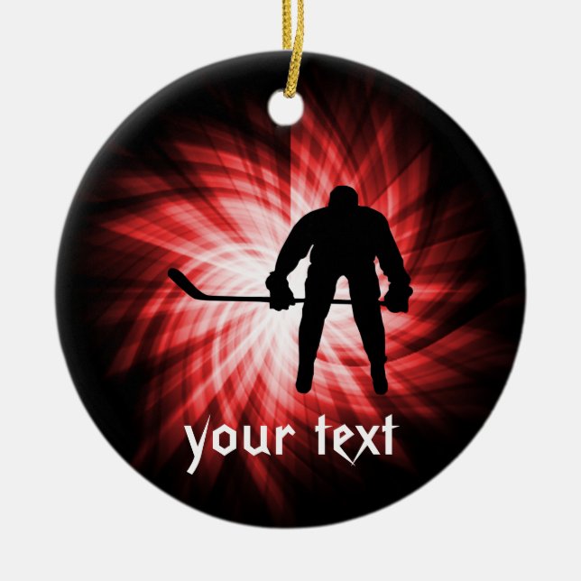 Red Hockey Ceramic Ornament (Front)
