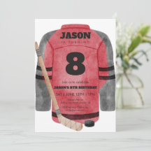 Red Hockey Jersey Birthday Sports Party