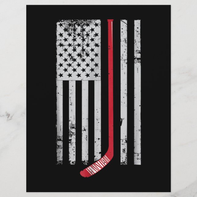 Red Hockey Stick American Flag USA Hockey Letterhead (Front)