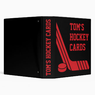 Red Hockey Stick & Puck Personalized Card Binder