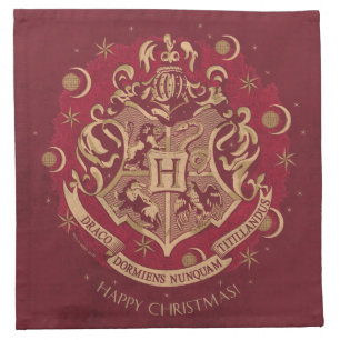 Red HOGWARTS™ Crest Holiday Wreath Cloth Napkin