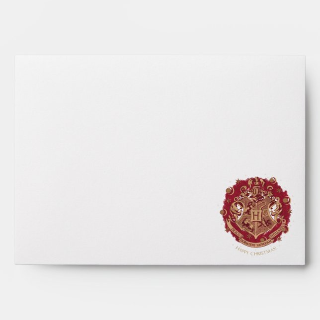 Red HOGWARTS™ Crest Holiday Wreath Envelope (Front)