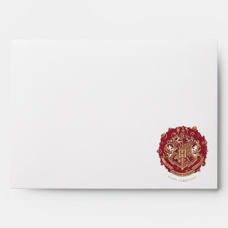 Red HOGWARTS™ Crest Holiday Wreath Envelope | Zazzle