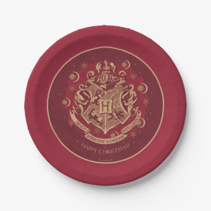 Red HOGWARTS™ Crest Holiday Wreath Paper Plates